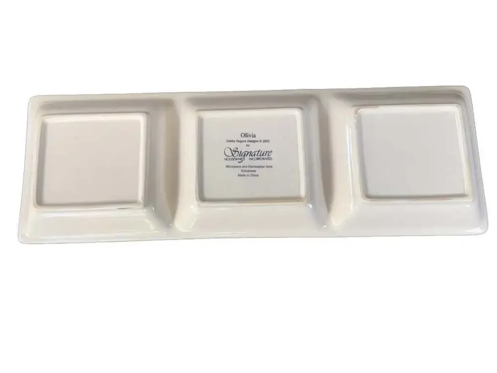Signature Housewares Olivia by Debby Segura 3-Section Stoneware Serving Tray